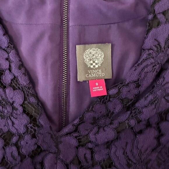 Vince Camuto Deep Purple Lace Midi Dress - Picture 5 of 8